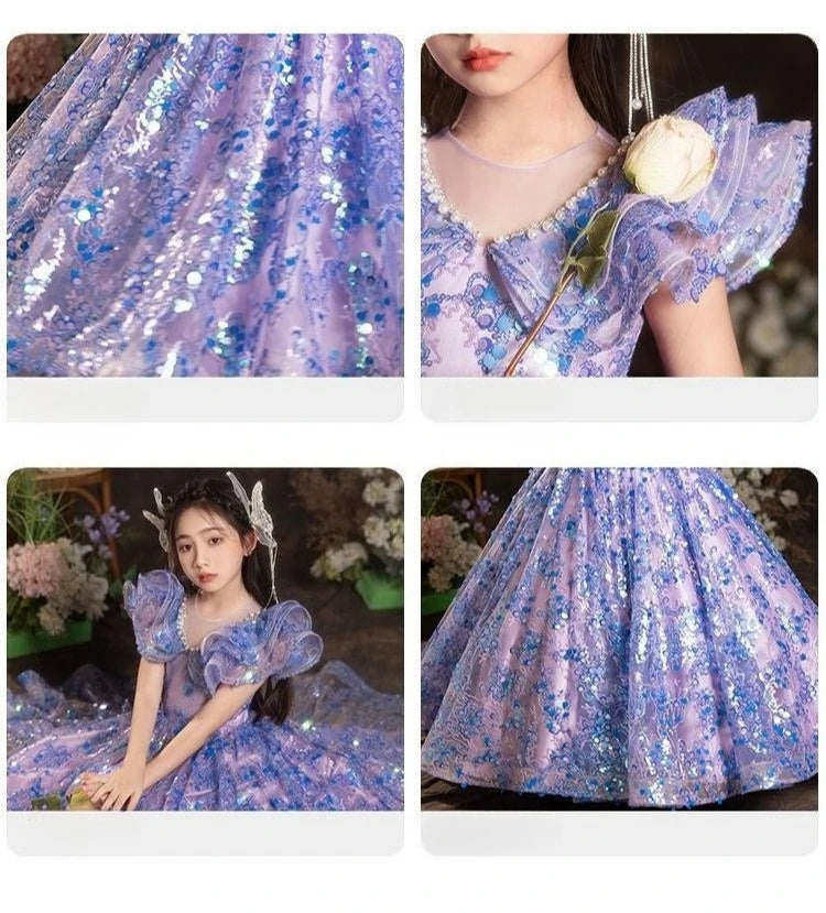 Elegante Mädchen Prinzessin Geburtstag Party Blumenmädchen Hochzeit Schönheit Kleid Kinder Leistung Weiß Rosa Tutu für formelle Anlässe.