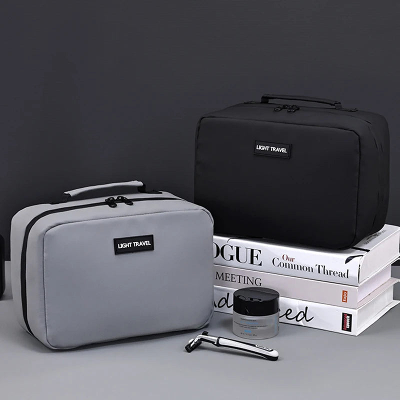 Men's Makeup Bag Waterproof Material Toiletry Bag Large Capacity Cosmetic Organizer, Portable Travel Essential Storage Bag.