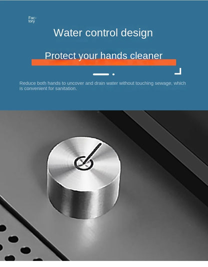 Multifunctional Nano Stainless Steel Kitchen Sink with Cover Plate, Thickened Single Basin Island Table Sink 88*51*22CM