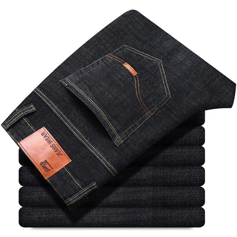 2025 Men's New Men's Fashion Casual Jeans Classic Style Casual Stretch Slim Fit Jeans Men's Denim Pants Black Blue Men's Style.