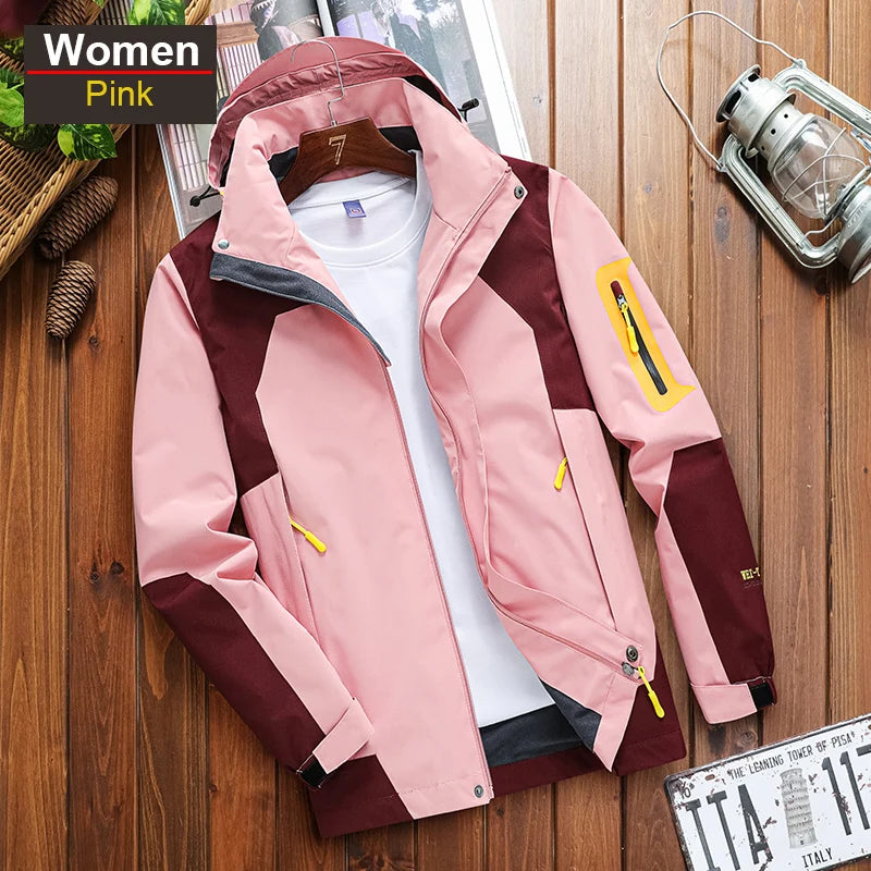CHRLCK Men's Waterproof Hiking Jacket Women Windproof Windbreaker Breathable Camping Hunting Running Trekking Fishing Coats
