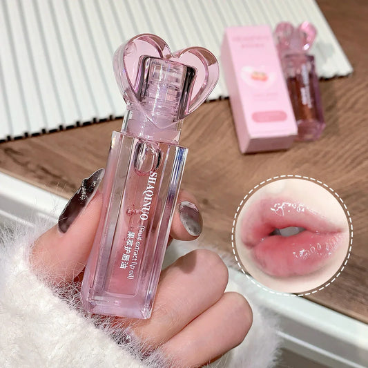 Plumping Jelly Lip Gloss Lasting Moisturizing Transparent Lip Oil Water Light Mirror Peach Lipstick Women Lips Makeup Cosmetics.