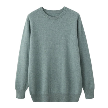 2025 100% Pure Merino Wool Men's Round Neck Pullover Solid Color Plus Size Casual Sweater Autumn And Winter Sports Cashmere Top.
