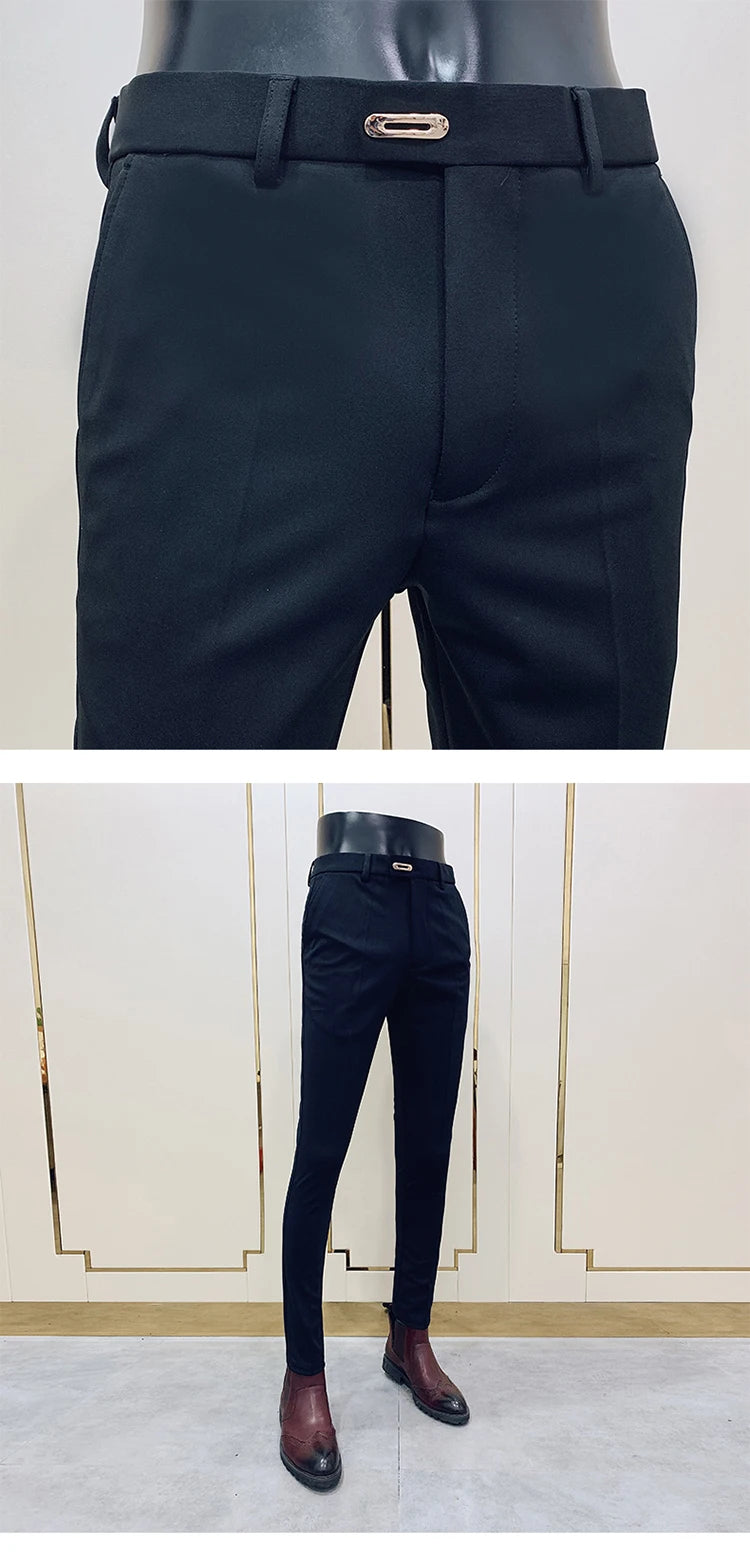 Men Suit Pants Dress Pantalone Hombre Stretch Slim Formal Trousers Calça Masculina Solid Color Casual Pants Fashion Men Clothing