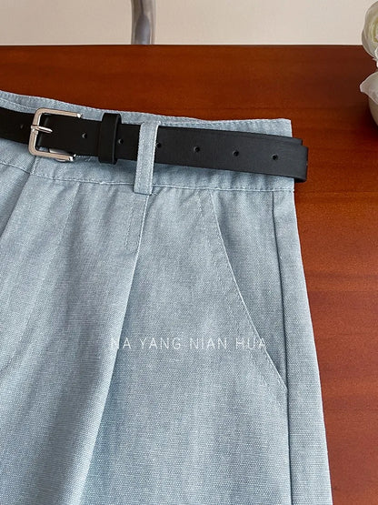 Beiyingni Korean Women High Waist Shorts With Belt Elegant Cotton Linen Casual Slim Female Shorts White Street Short Cargo Pants.