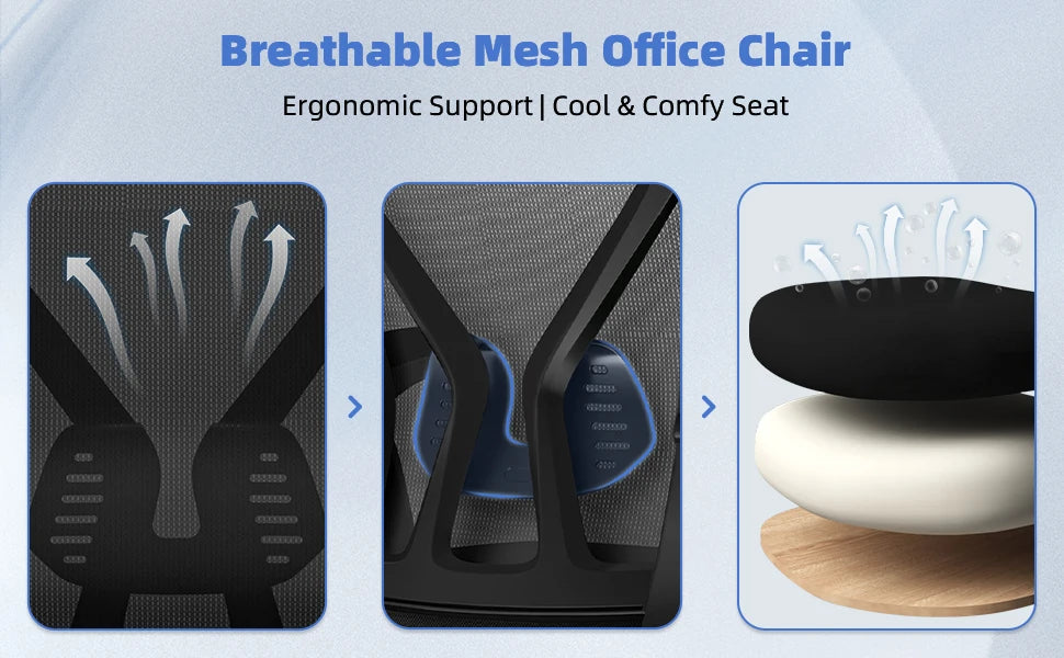 aiibottech Bürostuhl Ergonomische Liege 90er ° -125 ° ,Schreibtischstuhl mit Lordosenstütze, verstellbarer Computerstuhl, Wohnzimmerstühle