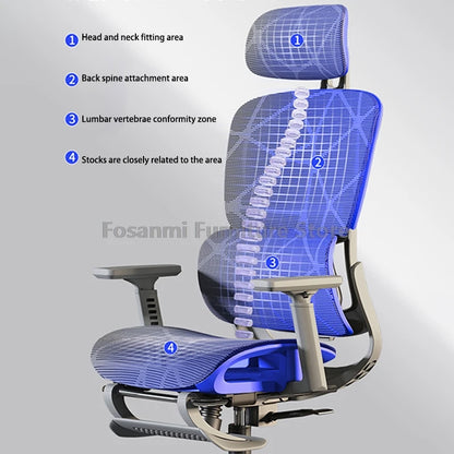 Atmungsaktiver Mesh-Computer-Bürostuhl mit Armlehne und Lordosenstütze, verstellbarer ergonomischer Schreibtischstuhl, Heim-Gaming-Kopfstützenstuhl