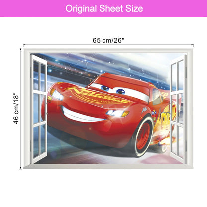 3d Macqueen Cars Broken Hole Wall Sticker For Kids Bedroom Home Decoration Cartoon Anime Mural Art Pvc Movie Poster Boys Decals.