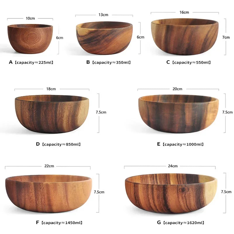 Leeseph Salad Bowls, Wooden Salad Bowls, Large Acacia Wood Serving Bowl for Fruits, Salad, Eco-friendly.