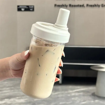 Pearl Straw Cup Transparent Plastic Water Bottle Portable Heat Resistant Drinkware Large Capacity Student Bubble Milk Tea Cup.