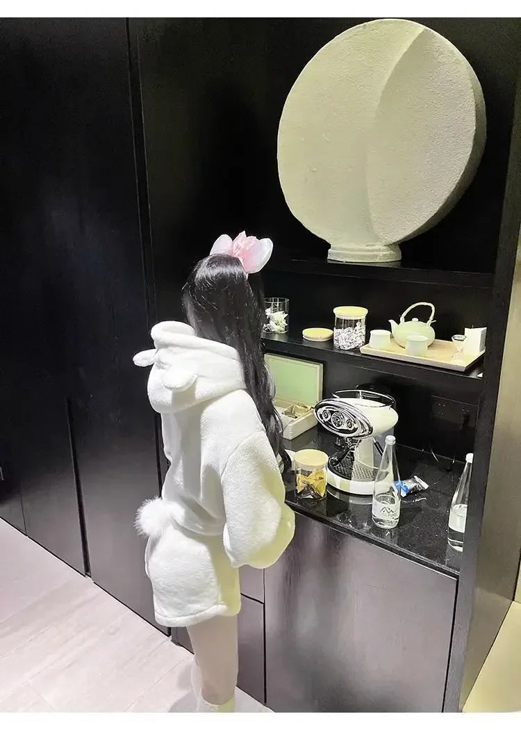 Stylish Pajama Sets for Women Kawaii Girls Autumn Winter Clothing Japan Style Long Sleeve Shorts Young Students Home Casual Soft.