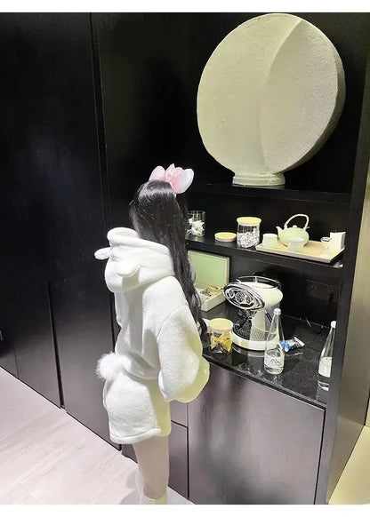 Stylish Pajama Sets for Women Kawaii Girls Autumn Winter Clothing Japan Style Long Sleeve Shorts Young Students Home Casual Soft.