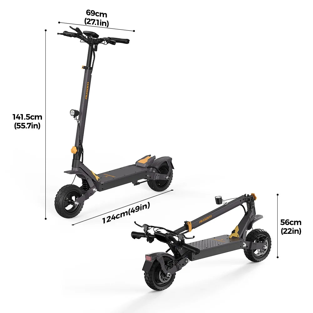 Aumom Electric Scooter, 800W 48V 15.6Ah Battery, 10 inch Tires, 45 km/h Max Speed, 70km Range, Disc Brakes, NFC & Passcode Lock.