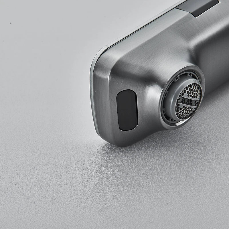 Touchless Sensor Basin Faucet Smart Digital Display Bathroom Sink Faucet Grey Sense Hot Cold Water Mixer Tap Battery Power