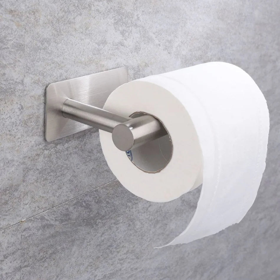 Selbstklebender Papierhalter aus Edelstahl, gebürstetes Gold, Schwarz, Weiß, Ständer für Küche, Badezimmer, Toilettenpapier, Handtuchrolle, Regal, Taschentuch zum Aufhängen