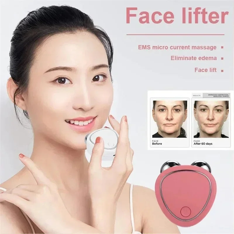EMS Facial Massager Microcurrent Face Lifting Machine Roller Charging Facial Skin Rejuvenation Beauty Tightening Anti Wrinkle.