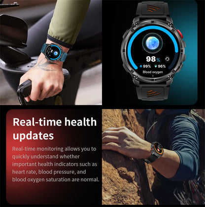 2025 New Military T-Rex 3 Smart Watch Men 1100mAh Battery AMOLED  IP68 Waterproof Outdoor Compass Bluetooth CallSport Smartwatch.