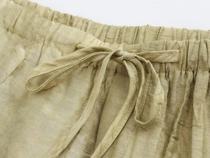 Women Print Long Pants Sets For Women Lapel Half Sleeve Single Breasted Shirts + High Waist Lace-Up Wide Leg Pants.