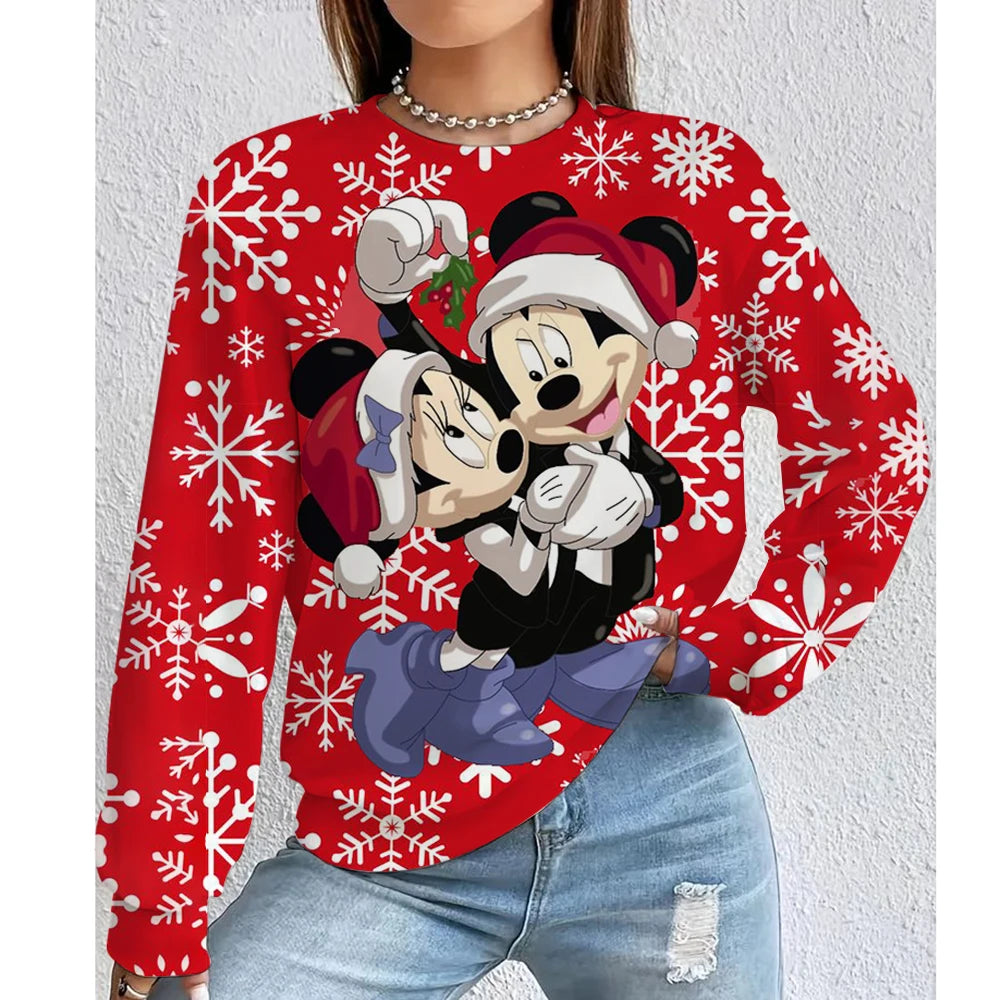 Christmas Disney Mickey Mouse Women's Hoodie American Casual Hoodie Autumn Hip Hop Women's Hoodie Casual Clothing.