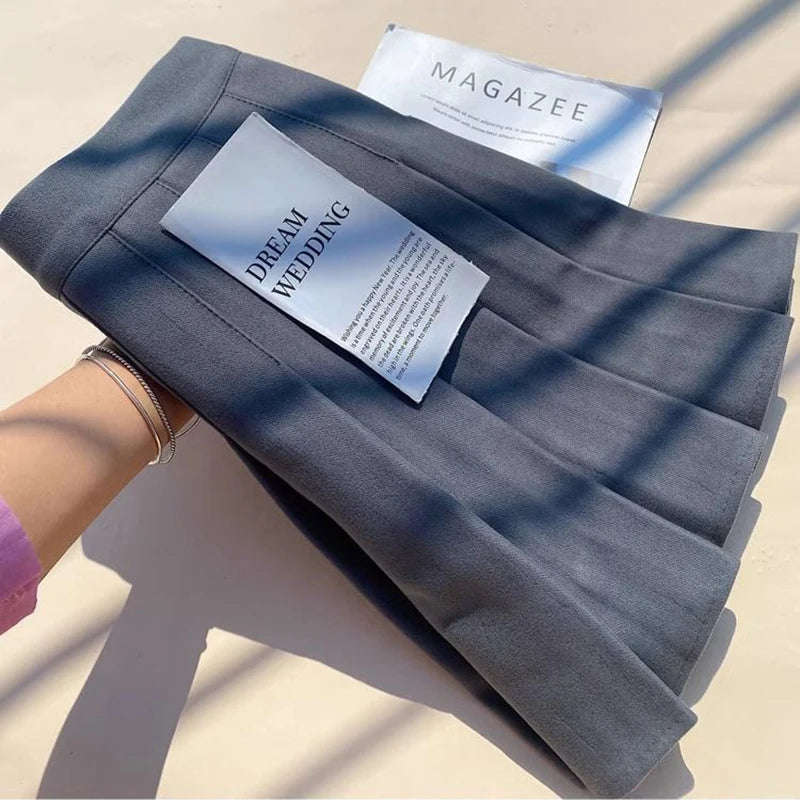 Faux Wool Pleated Skirts for Women Y2K Autumn Winter High Waist Preppy Woolen Jk Dance Skirt Korean Streetwear Female Mini Skirt