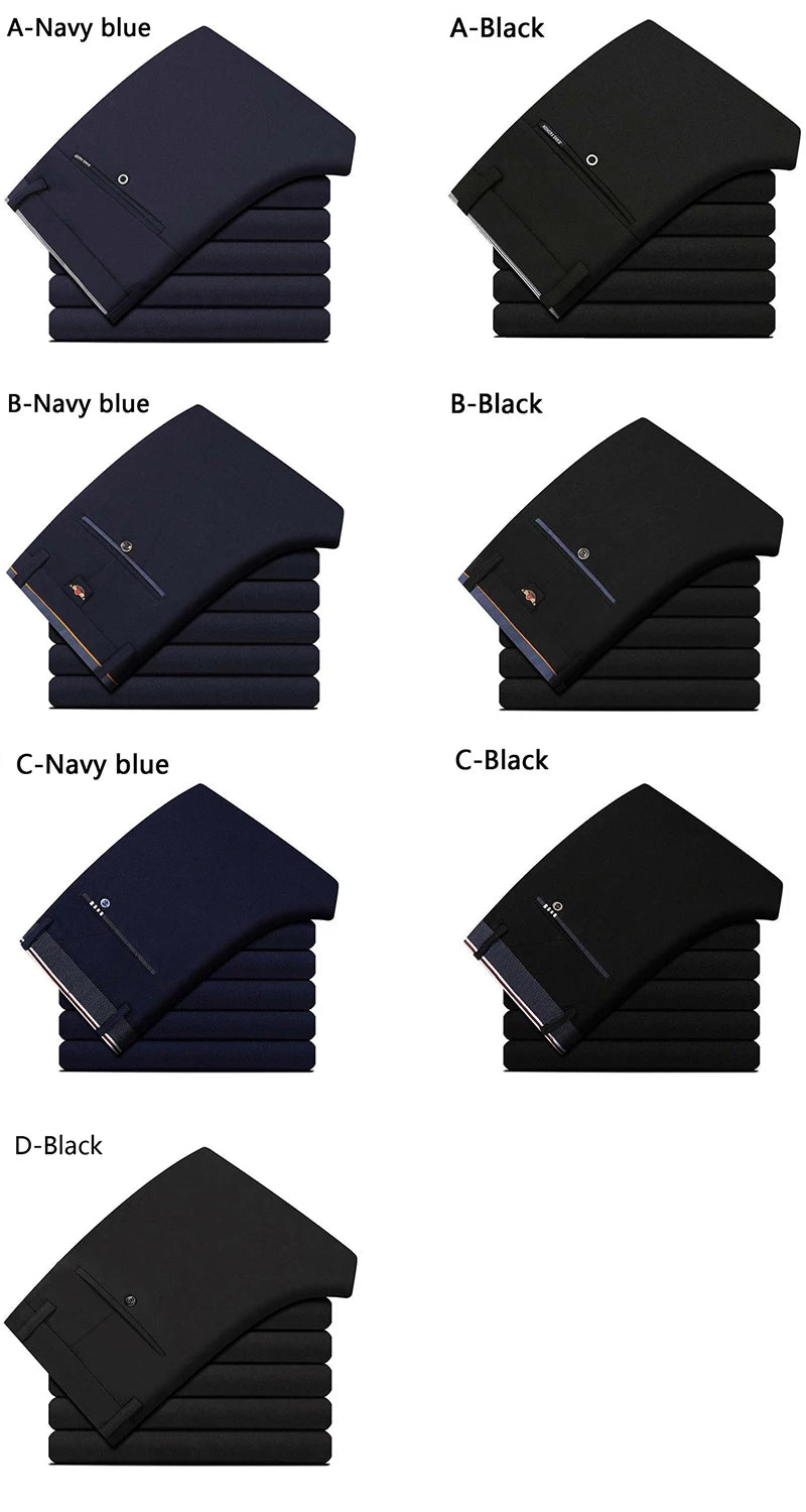 28-40 Men's Summer Fashion Business Casual Long Pants Suit Pants Male Elastic Straight Formal Trousers Plus Big Size 28-40.