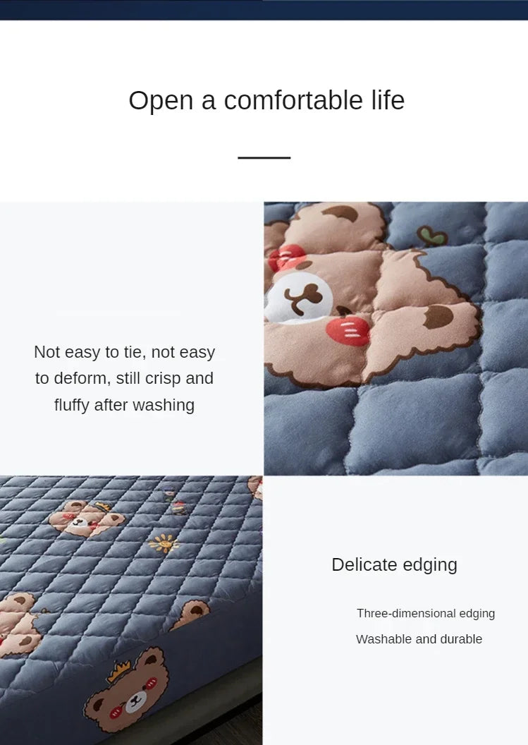 Waterproof Mattress Protector Thicken Fitted Bed Sheet Breathable & Noiseless Mattress Pad for Twin/Double/Queen/King Size Beds.