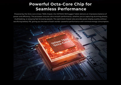 Rugged Tablet HOTWAV R8, 12 (4+8) Go + 128Go, 10.1'', 5MP Front + 13MP Rear Cameras, Android 14.0, 10800mAh Battery, Dual SIM, GPS, 4G.