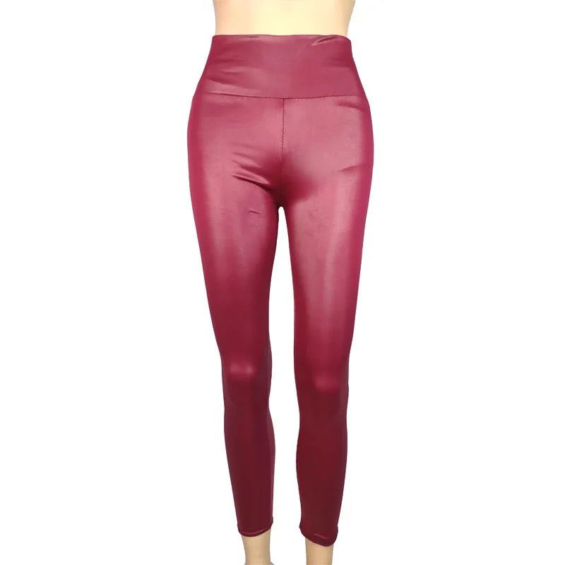 Autumn And Winter New Season Wearable Women's Tight Pants With High Waist And Sexy Faux Leather Texture Long Pants With Leggings.