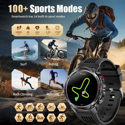 2025 New Military T-Rex 3 GPS Sports SmartWatch Compass Altimeter IP69K Waterproof Battery Call heart rate Fitness Bracelet Men.