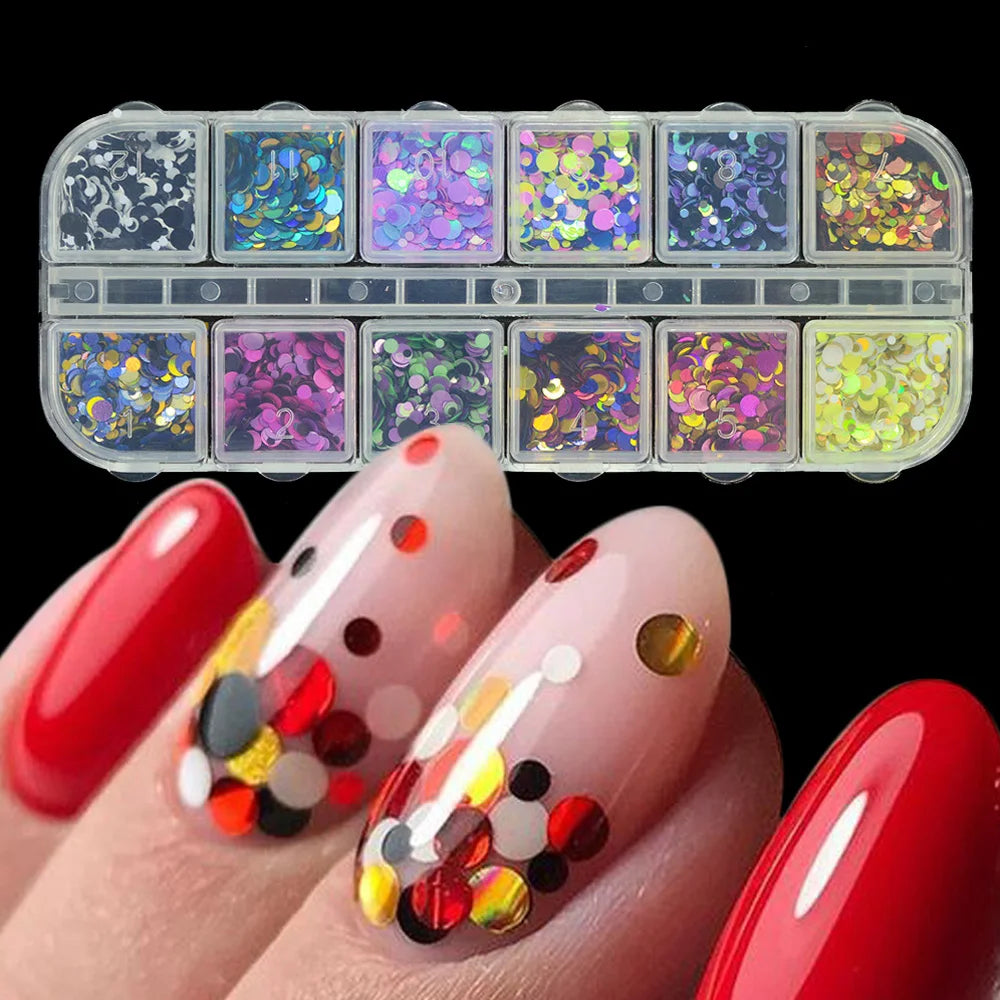 1 Set Mixed Color 3D Ultrathin Sequins Nail Glitter Flakes 1/2/3mm Sparkly DIY Tips Dazzling Paillette Nail Art Decorations TRP.