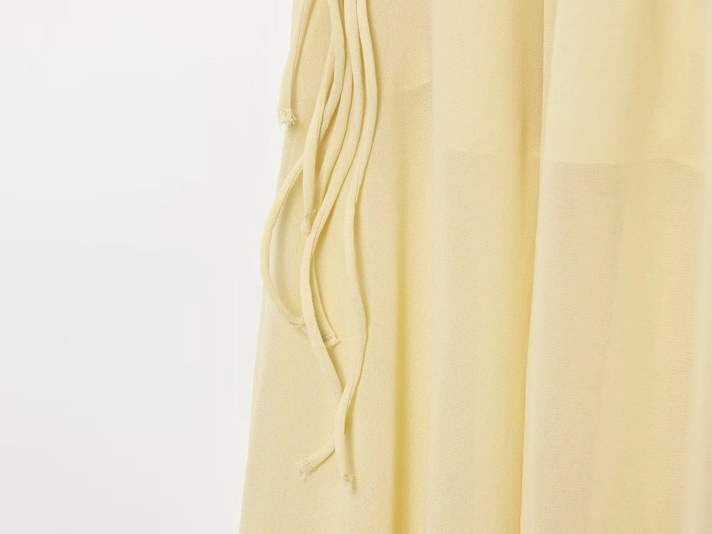 YENKYE New Fashion Side Drawstring High Waist Elegant Yellow Skirt Women Holiday Summer Loose Chiffon Midi Skirts faldas mujer.