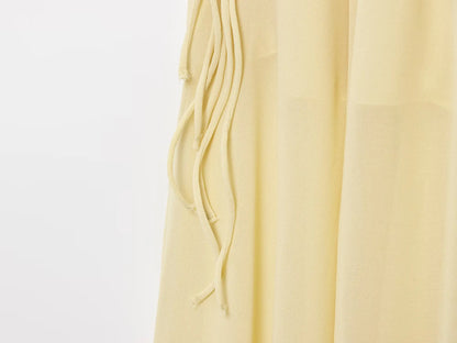 YENKYE New Fashion Side Drawstring High Waist Elegant Yellow Skirt Women Holiday Summer Loose Chiffon Midi Skirts faldas mujer.