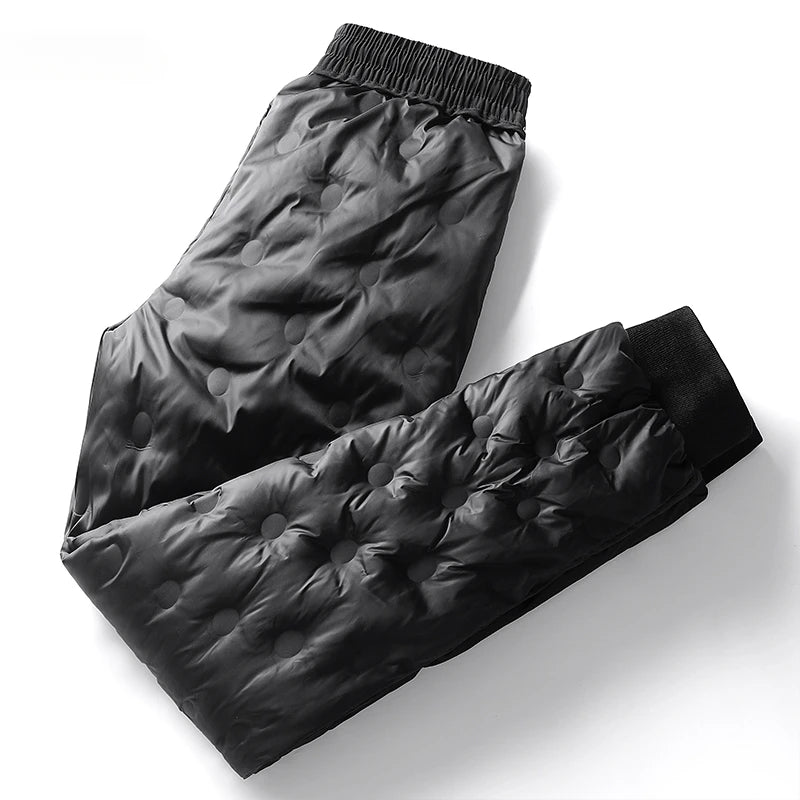 Men's Down Pants Autumn Winter New Solid Color Thickened Warm Outdoor Travel Adventure Harem Pants Men's Plus Size Casual Pants.