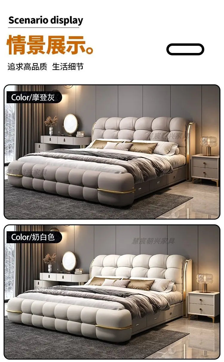 Kopfteil-Aufbewahrungsbetten, gepolstert, minimalistische Doppelbett-Schlafbetten, luxuriös, einzigartig, Muebles Para Dormitorio, Möbelzubehör