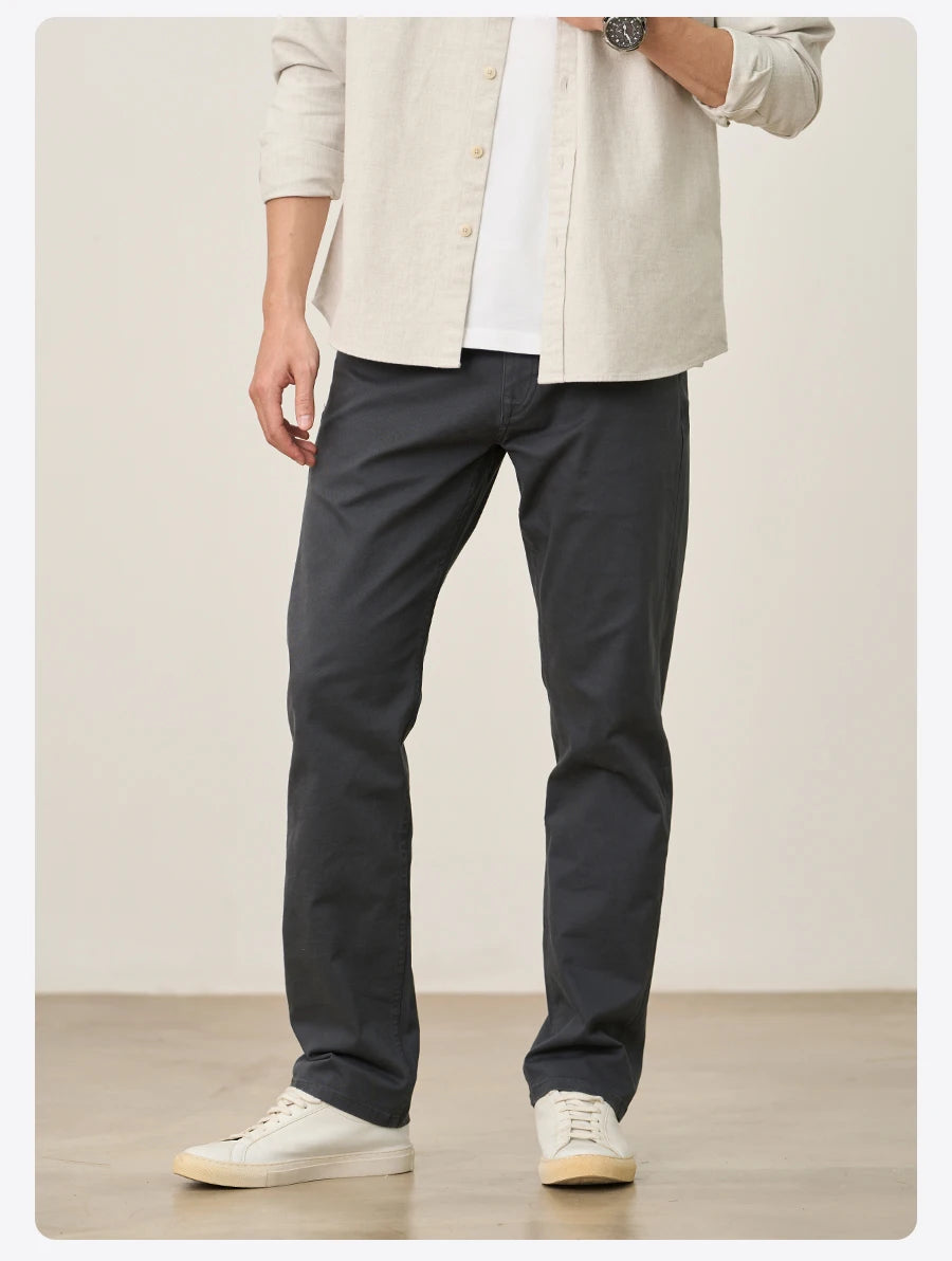 SIMWOOD 2025 Autumn Winter New Regular Straight Pants Men 320gsm Fabric Smart Casual Chinos Trousers.