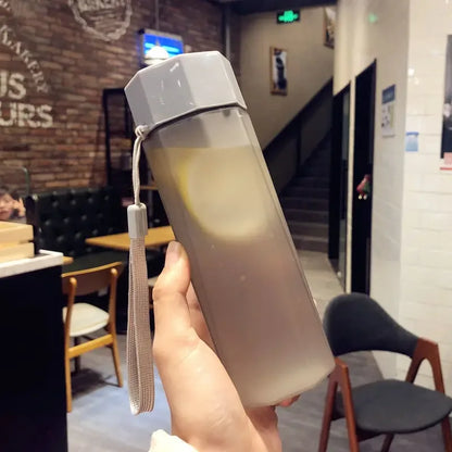 Portable Plastic Water Bottle Creative Matte Water Cup Outdoor Juice Leak-Proof Sports Bottle with Rope Travel Camping Bottles