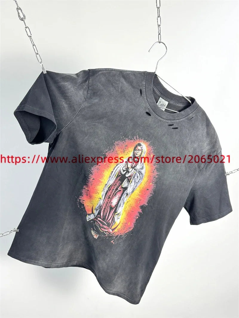 SAINT Vintage NIN Nine-inch Nail T-Shirts Best Quality Vintage Washed T Shirt Tee Tops