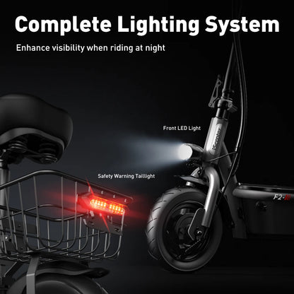 iScooter - F2 Electric Scooter with 500W Motor, 36V 7.8Ah Battery, 10-inch Tires, Adult Foldable Electric Scooter with Seat.