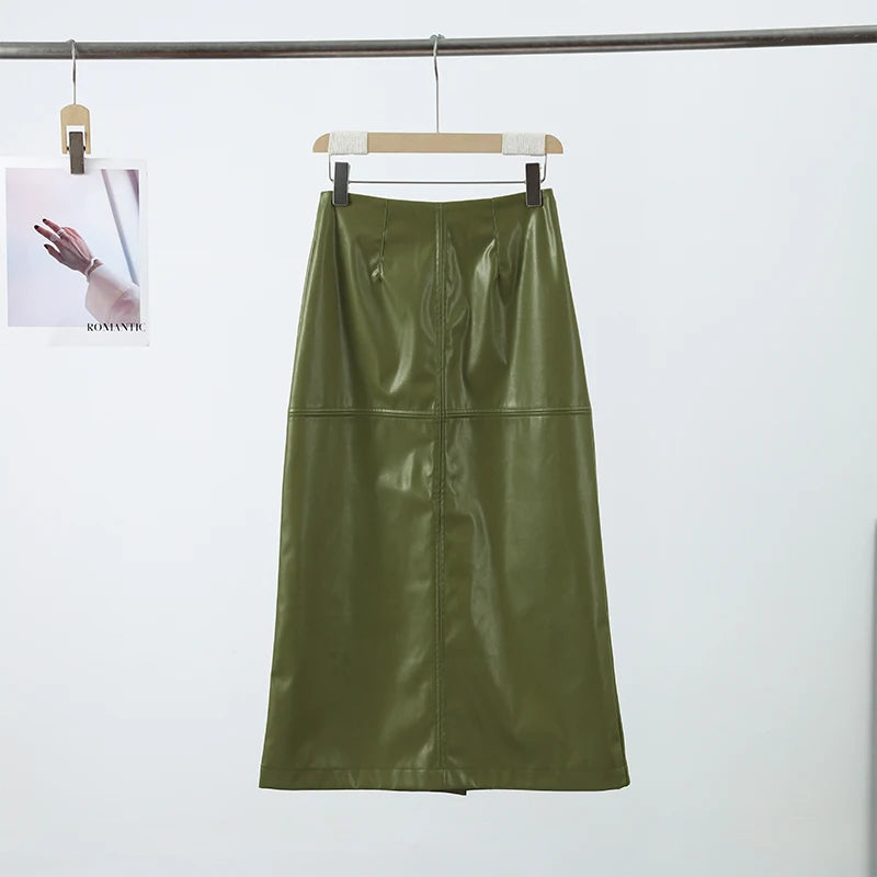 Stylish Leather Solid Jacket Pants Set Women Stand Collar Zipper Coat Loose Trousers Sets Female 2025 Autumn Fashion Streetwears