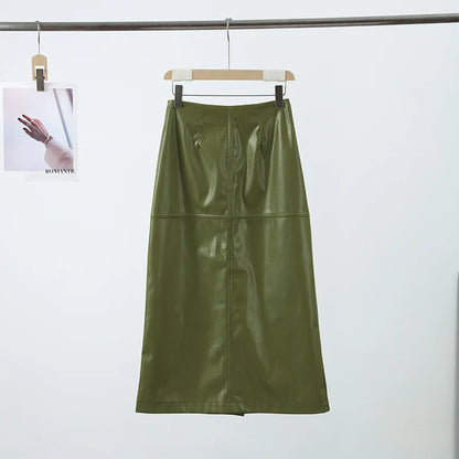 Stylish Leather Solid Jacket Pants Set Women Stand Collar Zipper Coat Loose Trousers Sets Female 2025 Autumn Fashion Streetwears