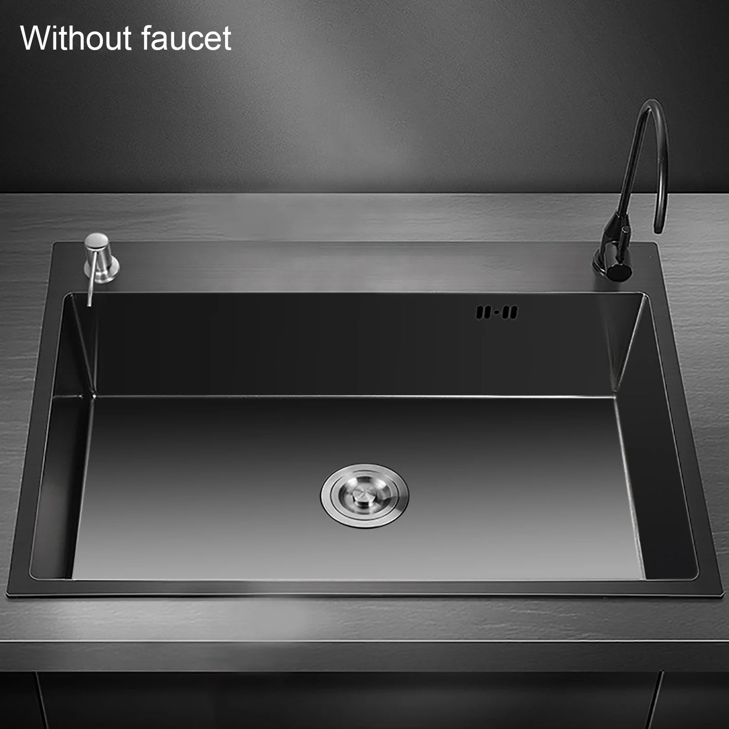 Kitchen Sink Black Stainless Steel Rectangle Sink Built-in Sink With Kitchen Soap Dispenser