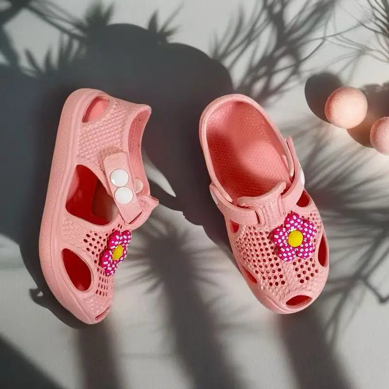 Girls' Floral Toddler Learning Shoes Lightweight Breathable EVA Hole-Patterned Sandals - Cute Versatile Beach & Daily Wear Baby.