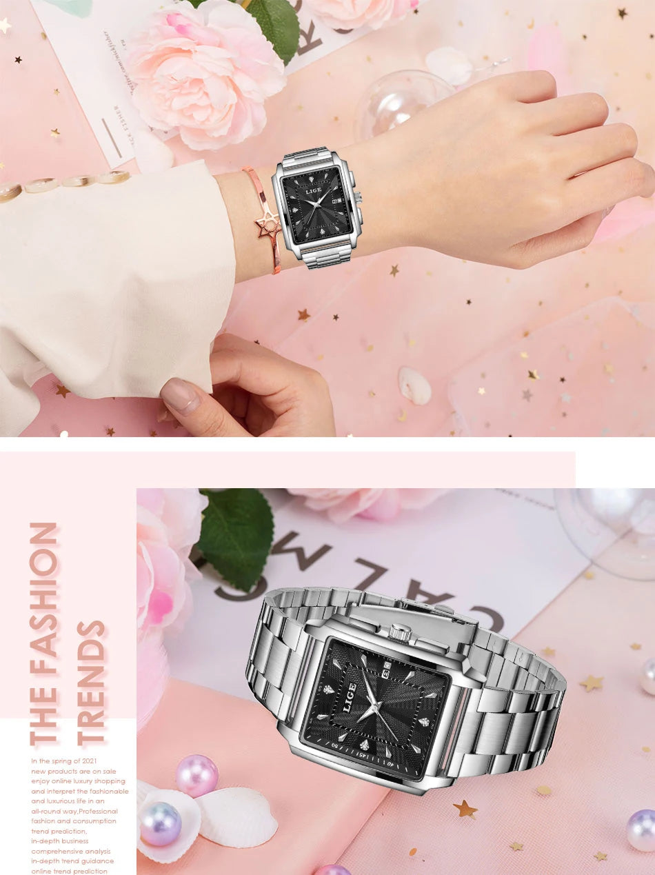 LIGE Fashion Waterproof Watch For Women Top Brand Luxury Women Watch Casual Sport Date Women's Quartz Wristwatches Montre Femme.