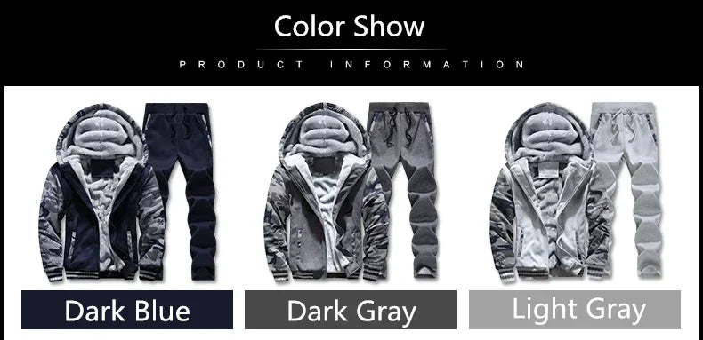New Winter Fleece Thicken Men's Two-piece Zipper Sports Set Hooded Thermal Suit Casual Oversized Tracksuit 4XL 5XL Funny Suit.