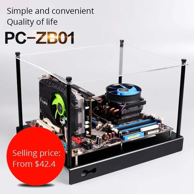 Mini MATX Computer Case Aluminum Bracket PC-ZB01-ITX M-ATX/ATX  All Aluminum Computer Chassis Open Small Chassis Micro ATX HTPC.