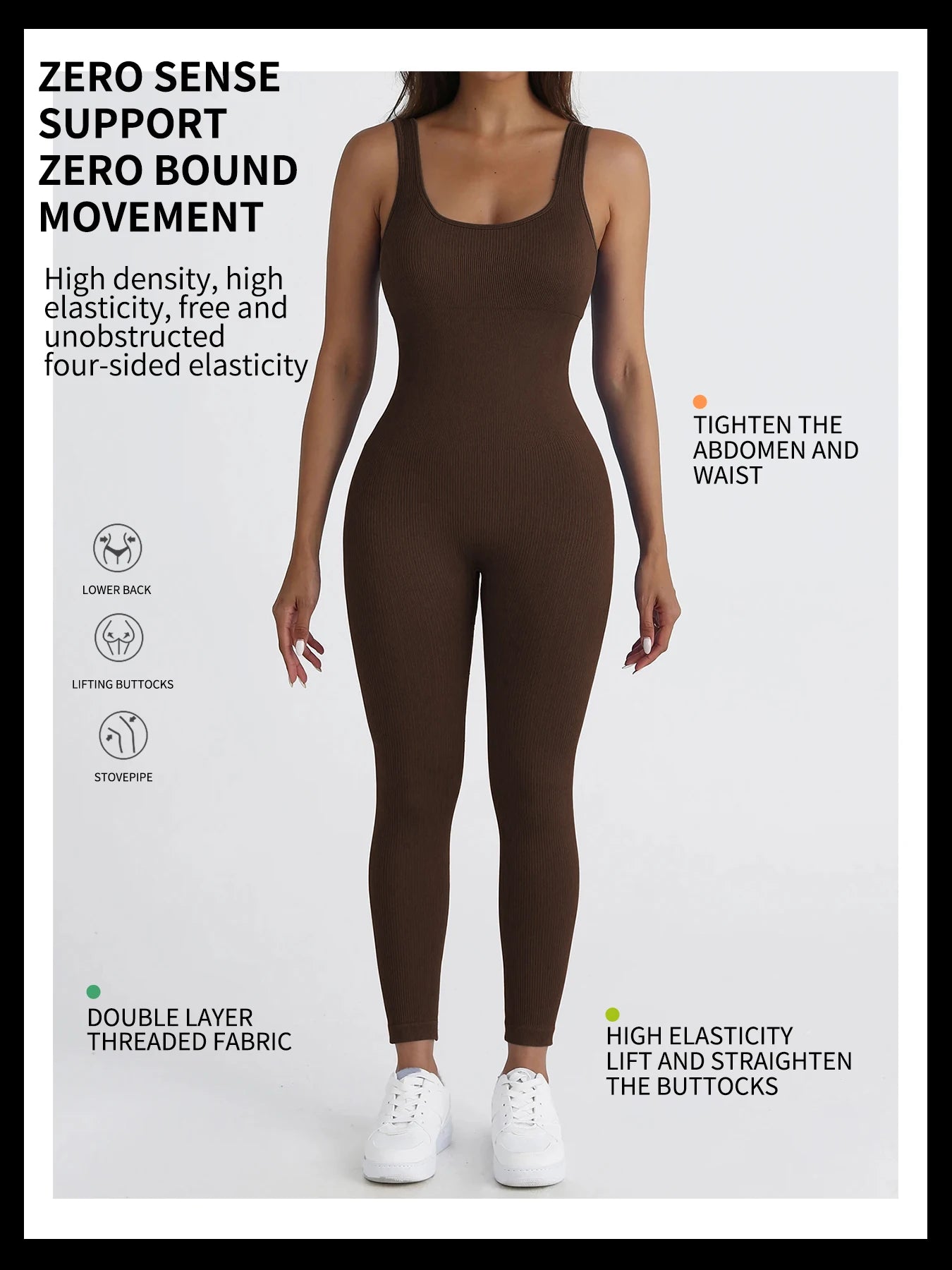 Women's jumpsuit yoga ribbed bodysuit seamless square neck leggings for sports and fitness.