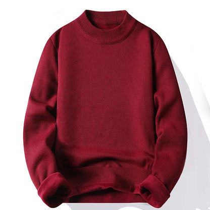Knitwear Sweater New Autumn/Winter Mock Neck Sweatshirts Solid Color Pullovers Man Brand Casual Mens Clothing