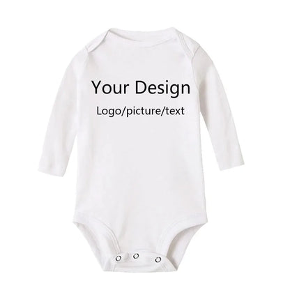 DIY IHR DRUCK ODER LOGO Neugeborenen-Anpassungs-Body, Langarm- und Kurzarm-Overall, einfacher, maßgeschneiderter TEXT-Babyspielanzug.