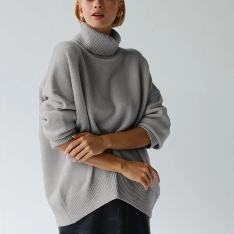 Herbst Und Winter Verdickte Rollkragenpullover frauen Lose Faul Gestrickte Pullover Silhouette Casual Pullover.