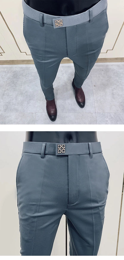Men Suit Pants Dress Pantalone Hombre Stretch Slim Formal Trousers Calça Masculina Solid Color Casual Pants Fashion Men Clothing